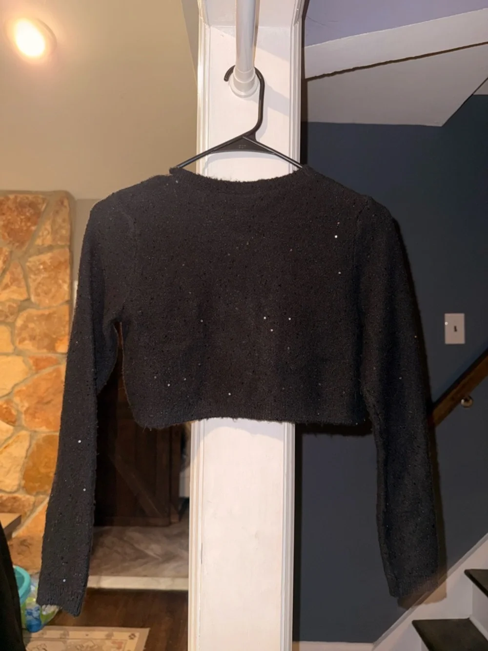The Children’s Place Black Sparkle Cardigan ✨ Girls Size 10/12 Cropped Bolero